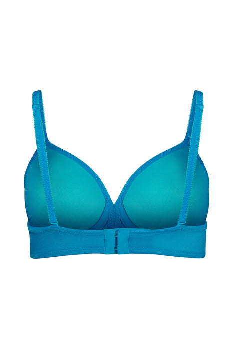 Back product view of Gossard Glossies Sheer Bra Atomic Blue with adjustable straps and double hook closure for seamless everyday wear.