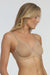 Side angle of Dominique Mallory Smoothing Comfort Underwire Minimizer Bra mocha, showing molded cups and underwire support.
