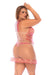 Back view of plus-size Sheer Babydoll & String Set Mapale Petal Kiss featuring sheer mesh and embroidered lace hem, ideal for sexy lingerie collections.