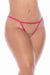 Front close-up of plus-size pink thong from Sheer Babydoll & String Set Mapale Petal Kiss, highlighting sheer panel and minimal coverage.