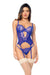 Mapale Sapphire Bustier Set with sheer embroidered cups, underwire support, and matching panty in bold blue for romantic lingerie styling.