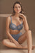 Conturelle Secret Delight Bra in Nordic blue with sheer lace and underwire support, designed for full figure comfort and elegant lingerie style.