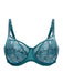 Conturelle Bloomy Days Sheer Lace Wired Bra 805852 in green with floral embroidery, underwire support, and adjustable straps for full figure comfort.