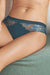 Conturelle Bloomy Days Lace Midi Brief Panty 810852 in green with botanical lace and bohemian design. Luxury bikini panty available at Lavinia Lingerie.