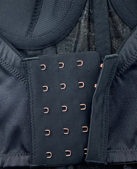Black Bustier back hook & eye view; Shop @ Lavinia Lingerie