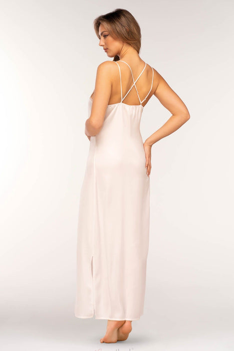 Satin Long Slip back view Ivory Sleepwear; Shop  @ Lavinia Lingerie