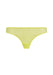 Flat lay front view of Gossard Glossies Sunny Lime Sheer Thong Panty 6276 ATB, designed with sheer mesh and elastic waistband for comfort.
