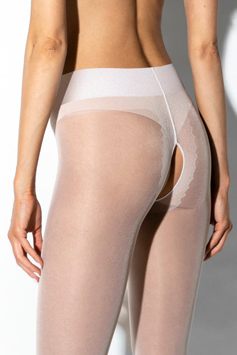 Amour Hip Gloss Open Crotch Pantyhose 20DEN White