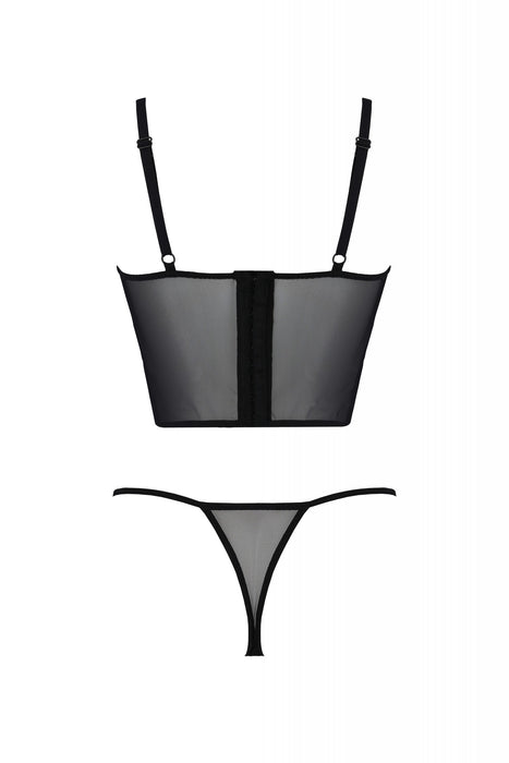 Longline Bustier String Panty Set Black Intimates
