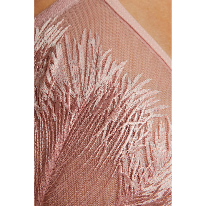 Sheer Mesh Embroidered Bra Pink