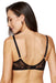 Back view of Sheer Mesh Plunge Bra Gorteks Mare in black with palm tree embroidery and adjustable straps. Part of Lavinia Lingerie collection.