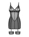 Front view of Sheer Mesh Chemise String Set Obsessive Nuites showing structured seams and sheer fabric with polka dot detailing.