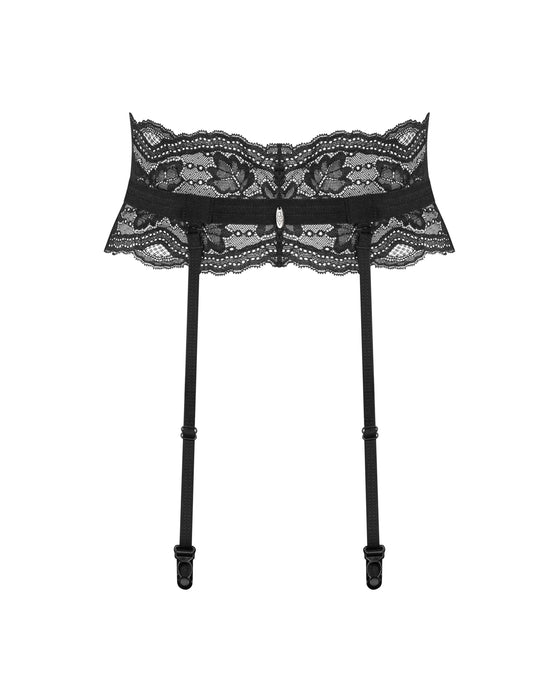 Nutris Lace Belt - Timeless Garter Elegance in black with sheer floral lace, adjustable straps, and delicate detailing for premium lingerie styling.
