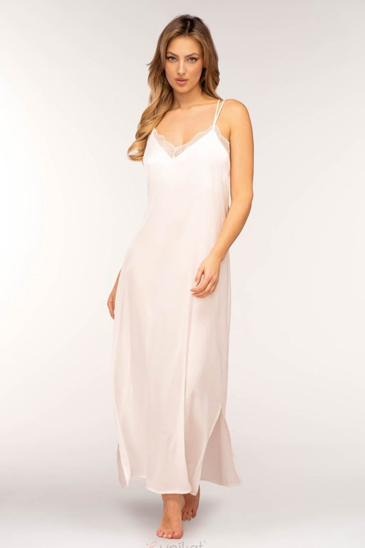 Satin Double-Strap Lace-Trim Slip Ginny Ivory Sleepwear; Shop  @ Lavinia Lingerie