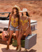 Models in desert setting wearing Sheer Mesh Babydoll Mapale Daisy Bliss and coordinating lingerie, styled with cowboy hats and boots for Lavinia Lingerie.