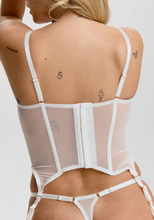 White Mesh Corset & String Panty back view