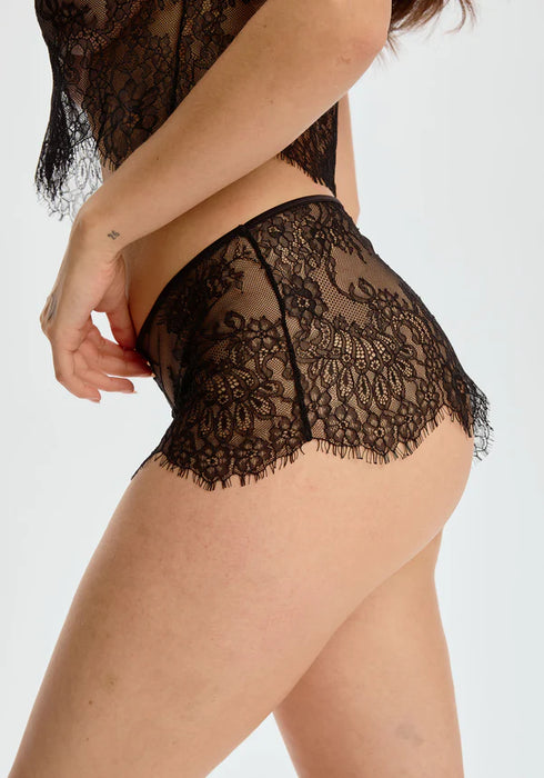 Sheer Eyelash Lace Short Blush Serene Black