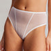 Blush Astrid Black High-Waist Sheer Briefs White featuring high-leg cut and sheer mesh front for a flattering silhouette and tummy support.