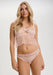 Blush pink Sheer Mesh Cropped Soft Cami with delicate lace and floral details, part of Lavinia Lingerie's sexy Roseline collection.