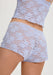 Back view of Soft Mesh Lace Shorts Blush Rosette Lavande highlighting sheer lilac lace design and comfortable boyshort fit from Lavinia Lingerie.