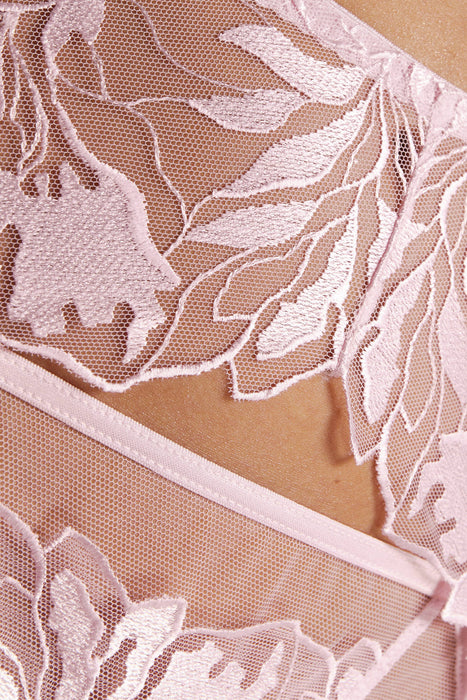 High Waist Mesh Garter Belt Gorteks Coco Pink