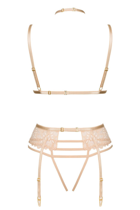 Strappy Triangle Bra & Crotchless String Garter Belt Beauty Night Noemi