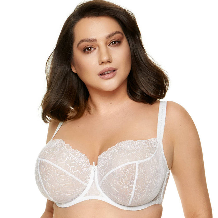 SALE - Sheer Mesh Balconette Bra Gorteks Pamela White