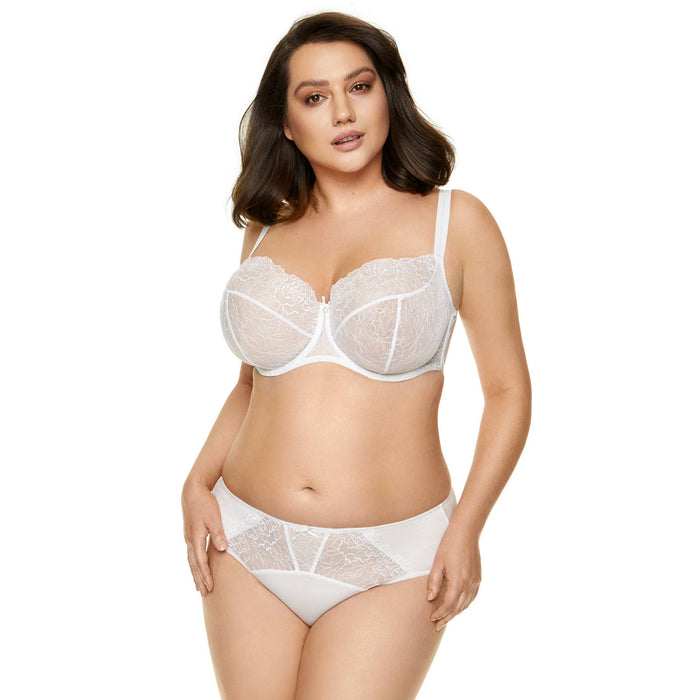 SALE - Sheer Mesh Balconette Bra Gorteks Pamela White