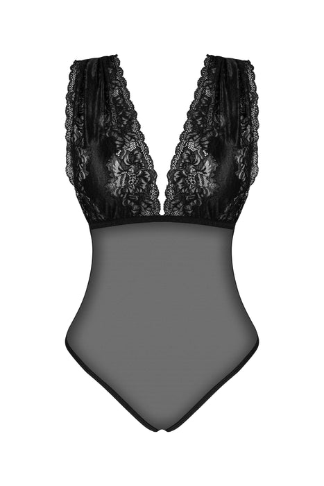 Sexy Deep Cleavage Lace Bodysuit Veronica Black