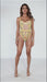 Sheer Mesh Bodysuit Mapale Daisy Bliss in yellow with floral embroidery and lace-up detail, perfect for sexy lingerie looks. Available at Lavinia Lingerie.