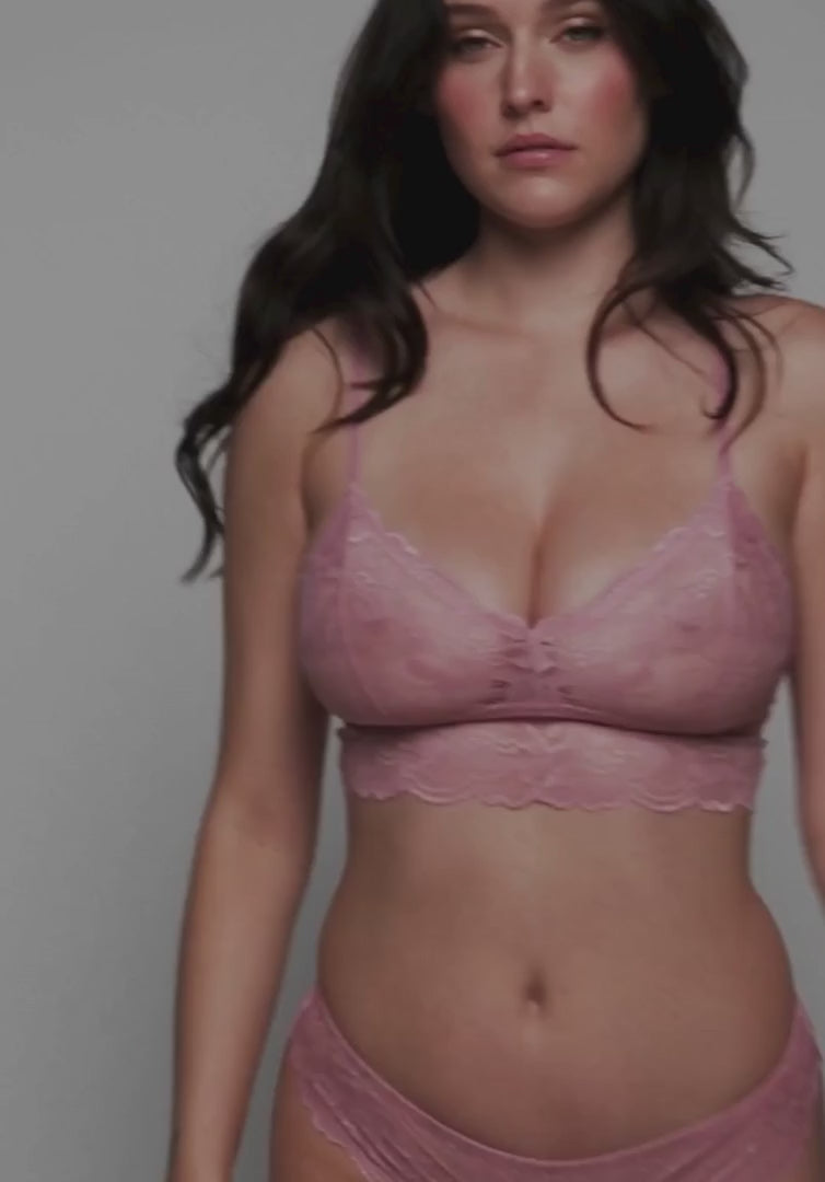 Lace Wireless Bralette & Tanga Panty Set Rose; Shop @ Lavinia Lingerie