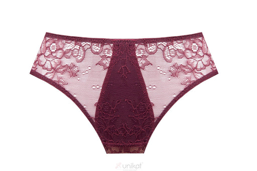 Sheer Lace Bikini Panty Burgundy Lingerie