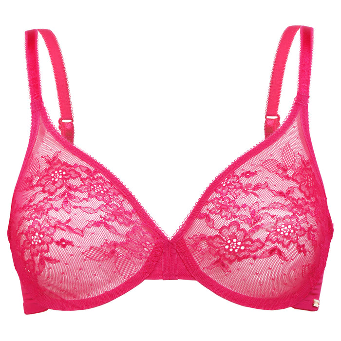 Gossard Glossies Lace Hot Pink Sheer Mesh Molded Bra