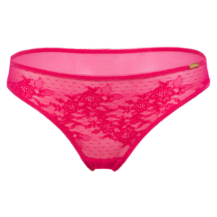 Gossard Glossies Lace Hot Pink Sheer Mesh Bikini Panty