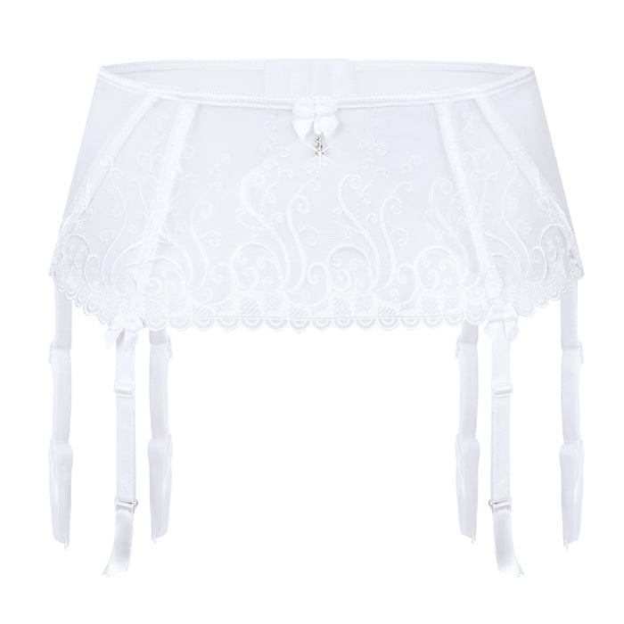 Bridal Sheer Mesh Garter Belt WHITE