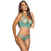 Sexy Sheer Longline Bra Mesh String Panty Axami Belize Beauty Turquoise Lingerie Set