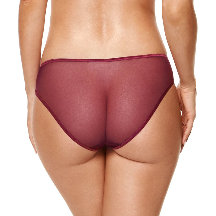 Sheer Mid Rise Bikini Panty Gorteks Coco Burgundy