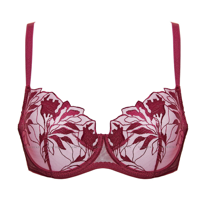 Transparent Demi Underwire Bra Gorteks Coco Burgundy Lingerie