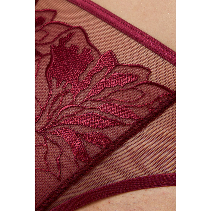 Sheer Mesh Thong Panty Gorteks Coco Burgundy