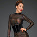 Sexy Set Sheer Dress Lace-Up Corset Black Intimates