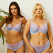 Pretty Plus Size Sheer Mesh Full Busted Bra & High Waist Panty Kinga Digital Blue Intimates Set