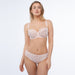 Sexy Sheer Mesh Embroidered Balconette Bra & Tanga Panty Set Donna Pink Intimates