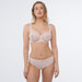 Sheer Full Figure Bra & Mesh Tulle Embroidered Tanga Panty Donna Pink Intimates