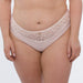 Sheer Mesh Tulle Embroidered Brief Panty Donna Pink Lingerie