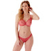 Sexy Gossard Glossies Raspberry Sorbet Sheer Plunge Bra Mesh Thong Panty Red Lingerie Set 6271 & 6276