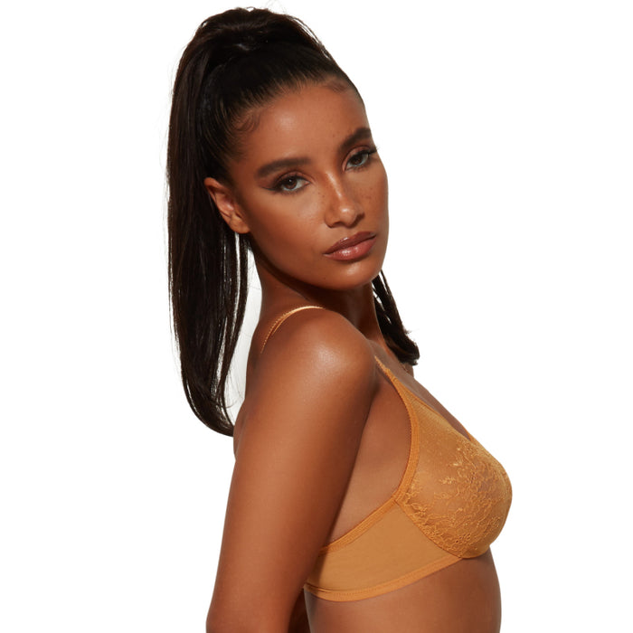 Gossard Glossies Lace Sheer Molded Bra Spiced Honey