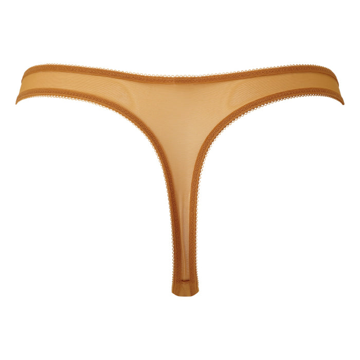 Sheer Lace Thong Panty Gossard Glossies Lace Spiced Honey