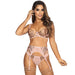Sexy Sheer Mesh Balconette Bra Garter Belt String Panty Axami Pink Lingerie Set