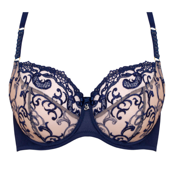 Sheer Mesh 3-Part Full Cup Bra Navy BLUE