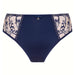 Soft Sheer Mesh Tulle Embroidered Brief Panty Hazel Navy BLUE